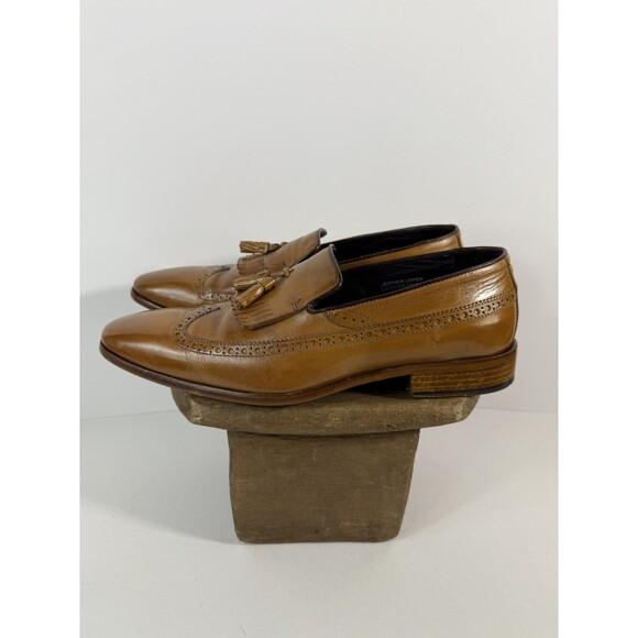 Paul Frederick Men’s Brown Shoes Loafers Oxford Slip One W Tassel 9M TAN - Picture 1 of 12